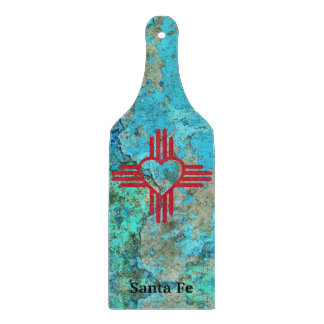 Southwest Style Zia Heart Turquoise New Mexico Cutting Board