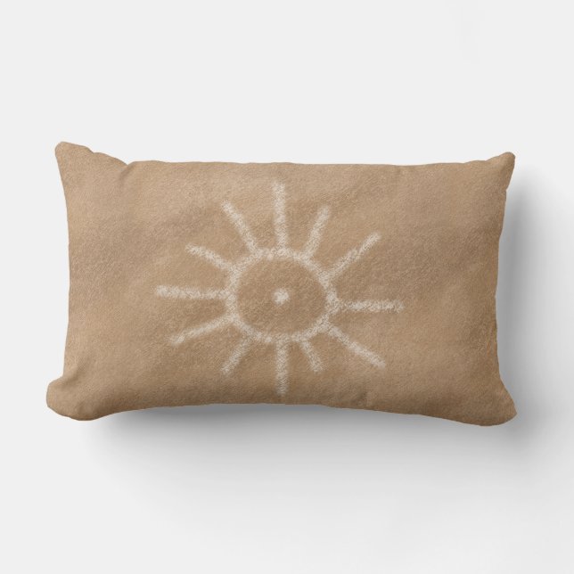 Southwest Sun Petroglyph Design Lumbar Pillow (Front)