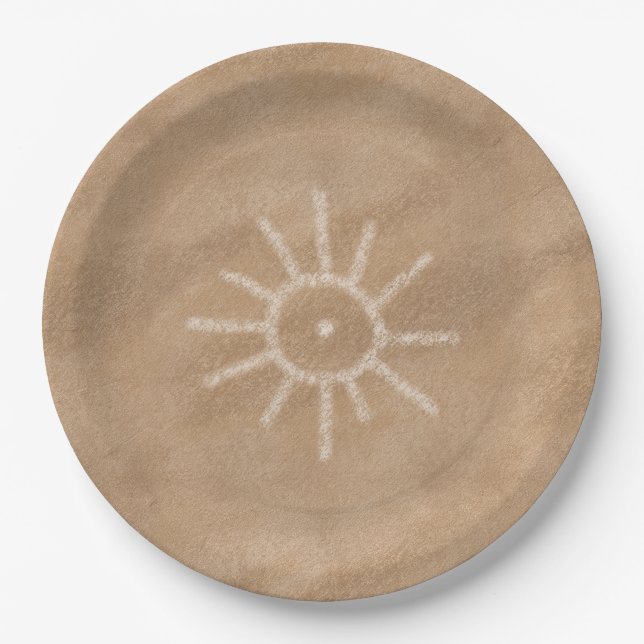 Southwest Sun Petroglyph Paper Plates (Front)