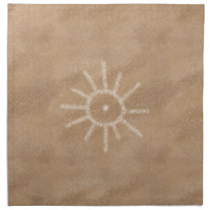 Southwest Sun Petroglyph Style Tan Cloth Napkin