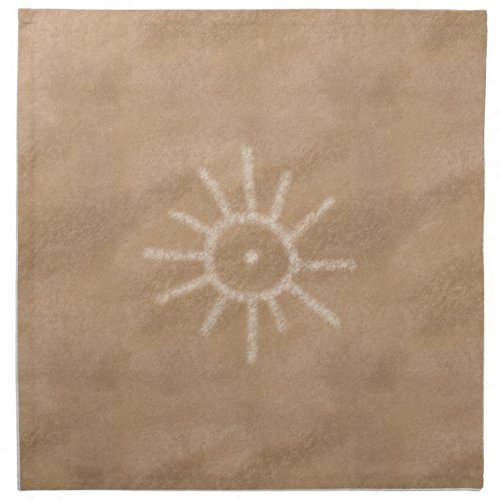 Southwest Sun Petroglyph Style Tan Cloth Napkin