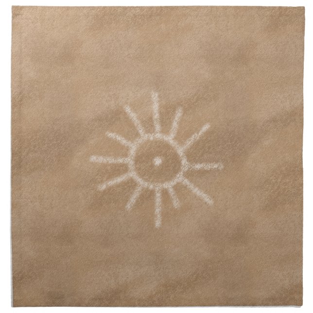 Southwest Sun Petroglyph Style Tan Cloth Napkin (Front)