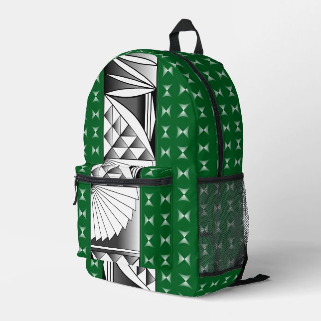 Southwest Sunrise in Green Printed Backpack (Back Corner Right)