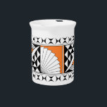 Southwest Sunrise in Orange Beverage Pitcher<br><div class="desc">This evocative artwork encapsulates the spirit of Pueblo culture in the American Southwest. Echoing centuries of history, it tells a story of Native communities deeply connected to their ancestral lands, who graciously share their vibrant heritage and artistic traditions with all who encounter them. The design itself is a symbolic reflection...</div>