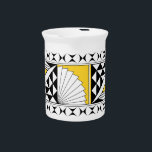 Southwest Sunrise in Yellow Beverage Pitcher<br><div class="desc">This evocative artwork encapsulates the spirit of Pueblo culture in the American Southwest. Echoing centuries of history, it tells a story of Native communities deeply connected to their ancestral lands, who graciously share their vibrant heritage and artistic traditions with all who encounter them. The design itself is a symbolic reflection...</div>