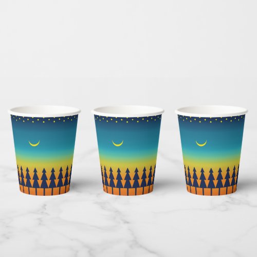 Southwest Sunset Pines and Moon Design Paper Cups