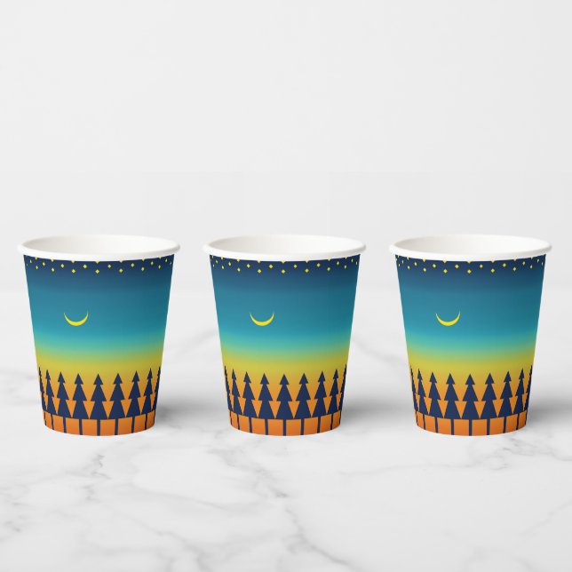 Southwest Sunset Pines and Moon Design Paper Cups (Multi)
