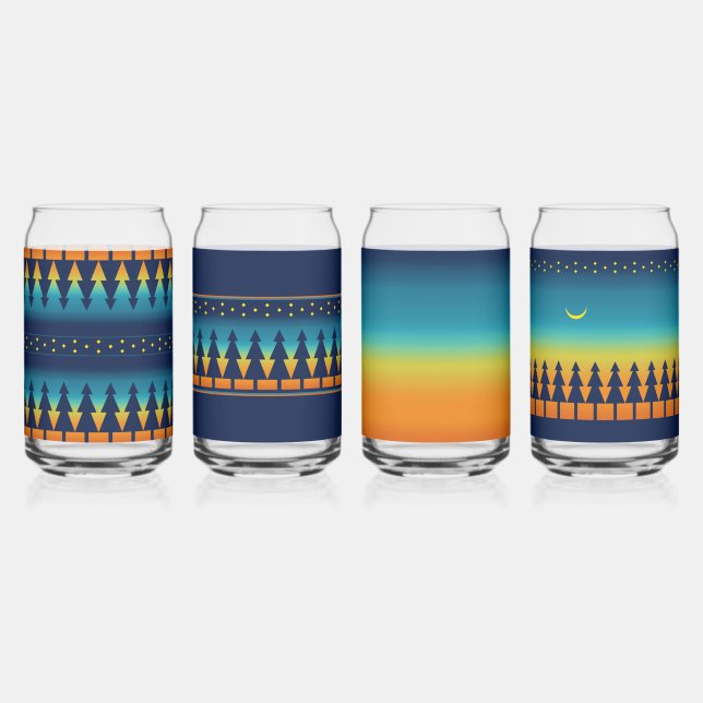 Southwest Sunset Pines Assorted Designs  Can Glass (Front)