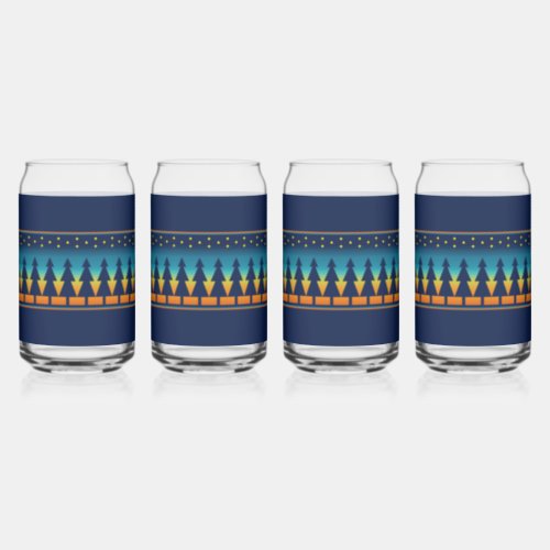 Southwest Sunset Pines Blue Can Glass