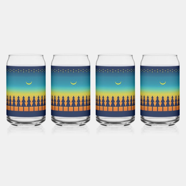 Southwest Sunset Pines Moon Can Glass (Left)