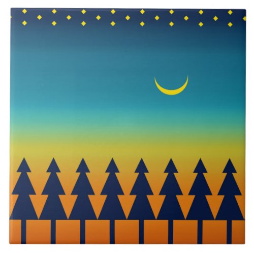 Southwest Sunset Pines Moon Ceramic Tile
