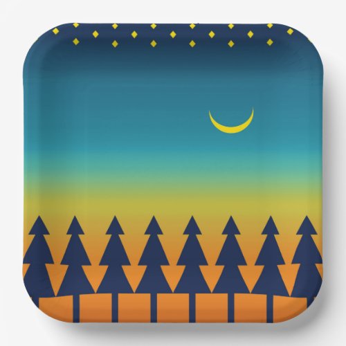 Southwest Sunset Pines Moon Paper Plates