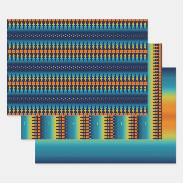 Southwest Sunset Pines Moon Wrapping Paper Sheets (Set)