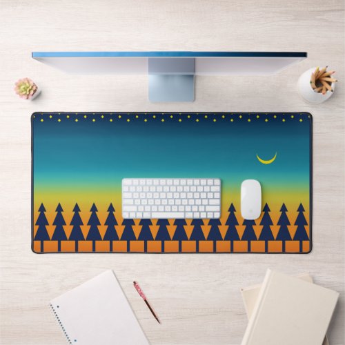 Southwest Sunset with Pine Trees Stars and Moon  Desk Mat