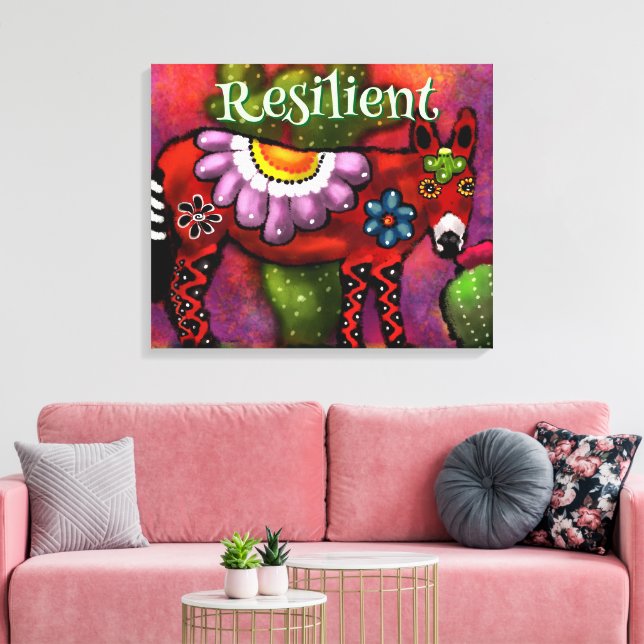 Southwest Talavera-Style Donkey Personalized Canvas Print (Insitu(LivingRoom))