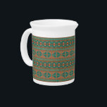 Southwest Teal Copper Colors Geometric Pattern Beverage Pitcher<br><div class="desc">A verdigris copper patina colored background with geometric borders in coppers, teals and turquoise inspired by the colors and patterns of the artist's home in the desert southwest. Your purchase of my designs on Zazzle products helps support my livelihood as an artist! Artellus Artworks™ features original art and designs created...</div>