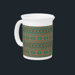 Southwest Teal Copper Colors Geometric Pattern Beverage Pitcher<br><div class="desc">A verdigris copper patina colored background with geometric borders in coppers, teals and turquoise inspired by the colors and patterns of the artist's home in the desert southwest. Your purchase of my designs on Zazzle products helps support my livelihood as an artist! Artellus Artworks™ features original art and designs created...</div>