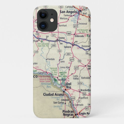 Southwest Texas Vintage Map iPhone 11 Case