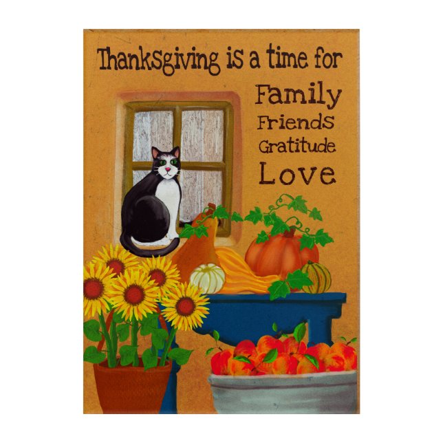 Southwest Thanksgiving with Cat  Acrylic Print (Front)