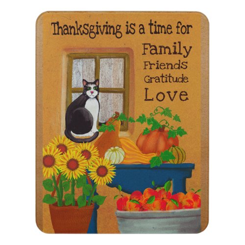 Southwest Thanksgiving with Cat  Door Sign