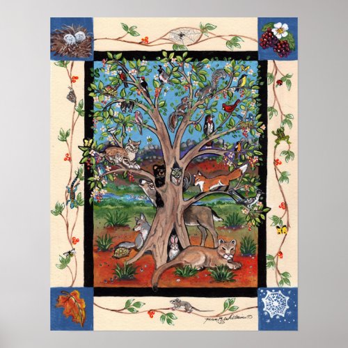Southwest Tree of Life Wildlife Animals Poster