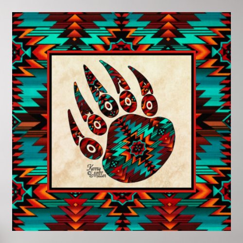 Southwest Tribal Bear Paw Poster