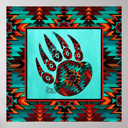 Southwest Tribal Bear Paw Poster