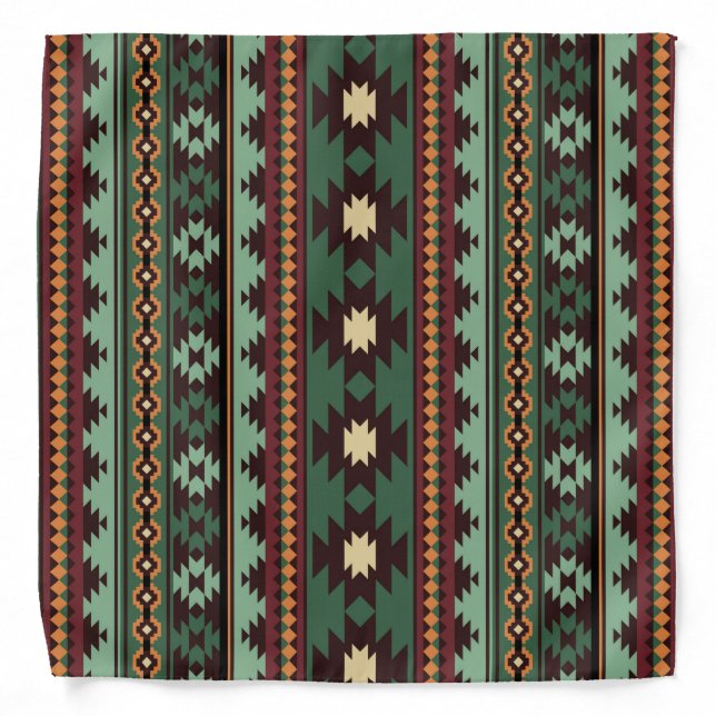 Southwest tribal green brown bandana (Front)
