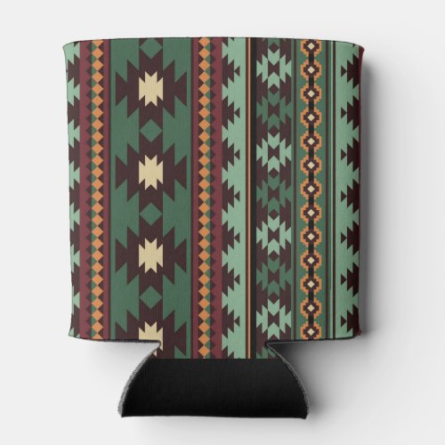 Southwest tribal green brown can cooler