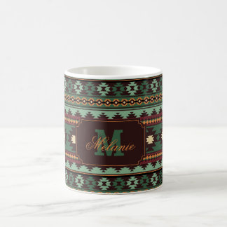 Southwest tribal green brown coffee mug