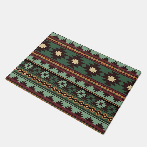 Southwest tribal green brown doormat