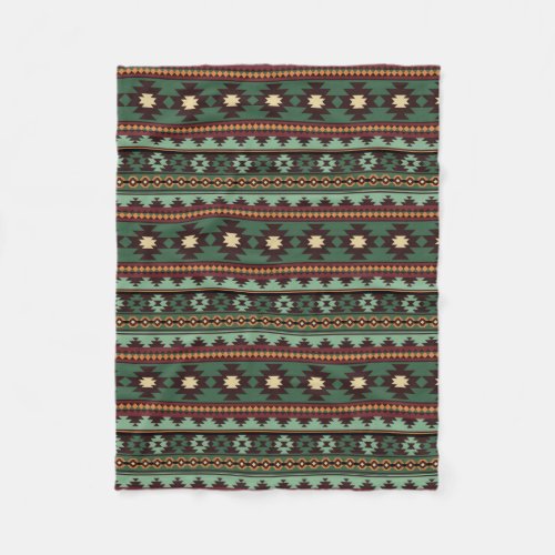 Southwest tribal green brown fleece blanket