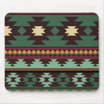 Southwest tribal green brown mouse pad