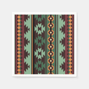 Southwest tribal green brown paper napkins