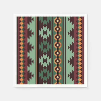 Southwest tribal green brown paper napkins