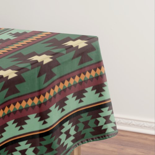 Southwest tribal green brown tablecloth