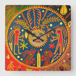 Southwest Tribal Huichol Shaman Ritual Wall Clock