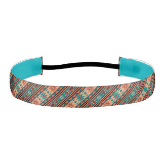 Southwest Tribal Pattern Turquoise Terracotta Athletic Headband