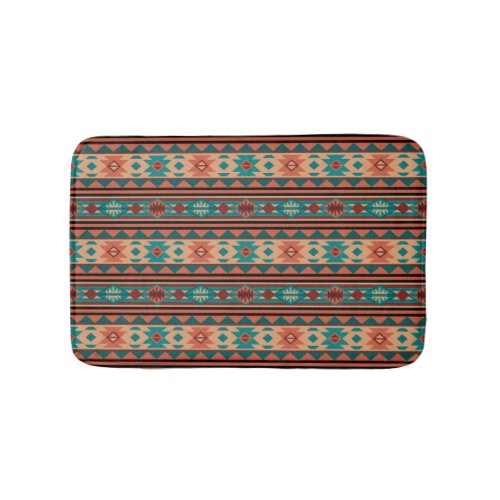 Southwest Tribal Pattern Turquoise Terracotta Bathroom Mat