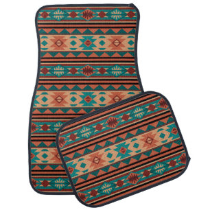Southwest Tribal Pattern Turquoise Terracotta Car Mat