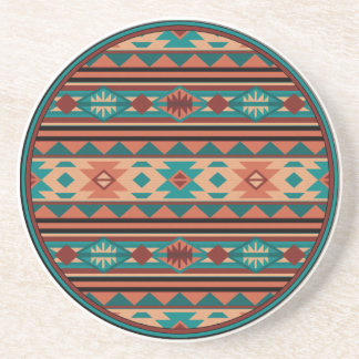 Southwest Tribal Pattern Turquoise Terracotta Coaster