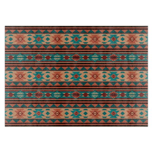 Southwest Tribal Pattern Turquoise Terracotta Cutting Board
