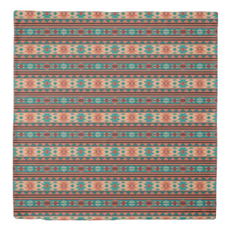 Southwest Tribal Pattern Turquoise Terracotta Duvet Cover