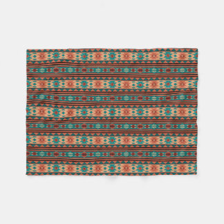 Southwest Tribal Pattern Turquoise Terracotta Fleece Blanket