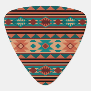 Southwest Tribal Pattern Turquoise Terracotta Guitar Pick