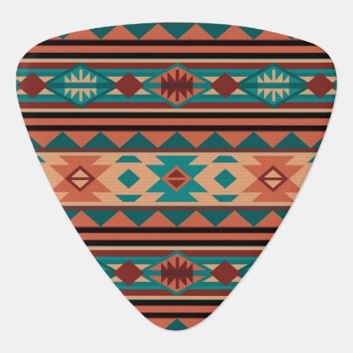 Southwest Tribal Pattern Turquoise Terracotta Guitar Pick