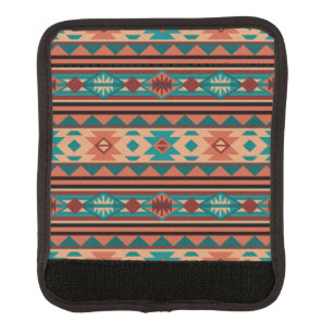 Southwest Tribal Pattern Turquoise Terracotta Luggage Handle Wrap