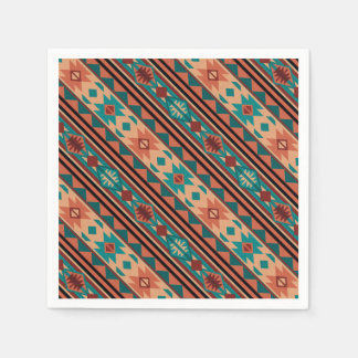Southwest Tribal Pattern Turquoise Terracotta Napkins
