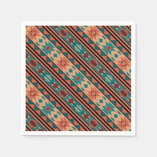 Southwest Tribal Pattern Turquoise Terracotta Napkins