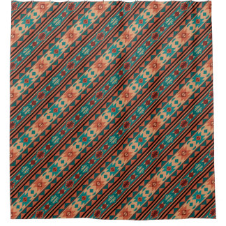 Southwest Tribal Pattern Turquoise Terracotta Shower Curtain